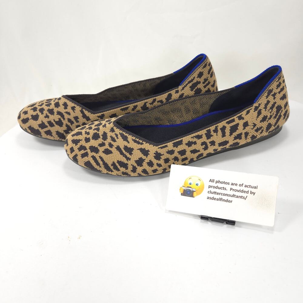 Rothys Animal Print Casual Round Toe Ballet Flat Womens Size 11 Beige
